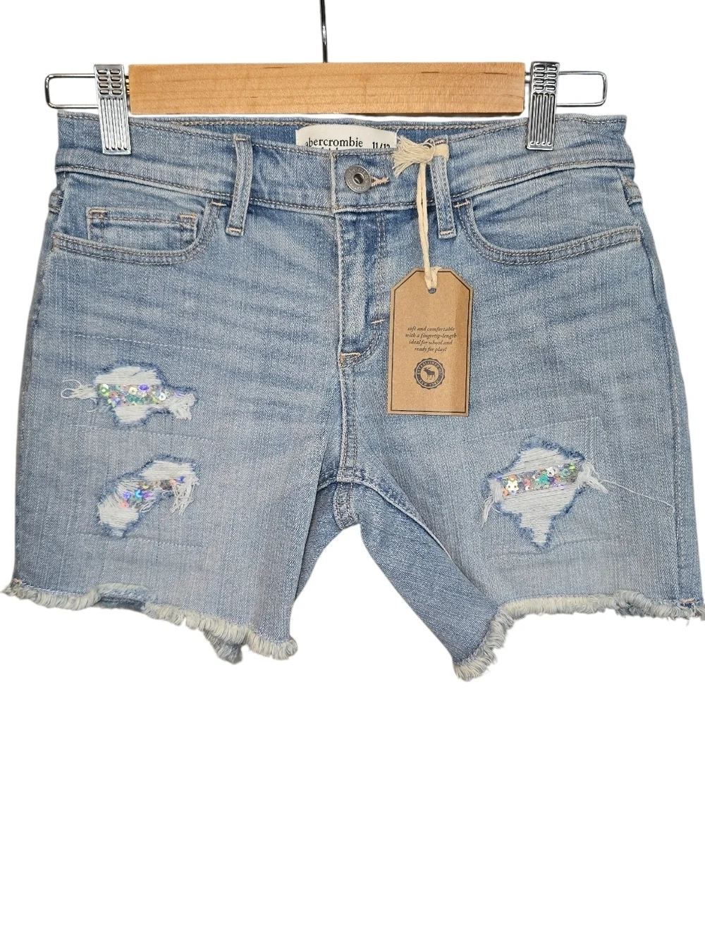 Abercrombie Kids Jean Shorts Bundle Play Length Distressed Patches NWTSize 11/12